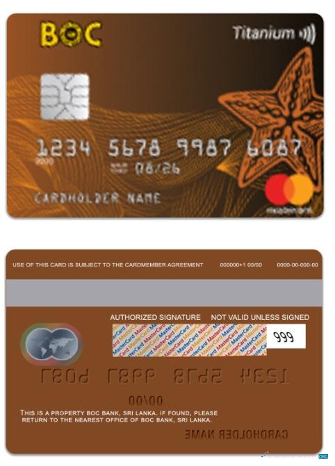 Download Sri Lanka BOC Bank titanium mastercard Photoshop template